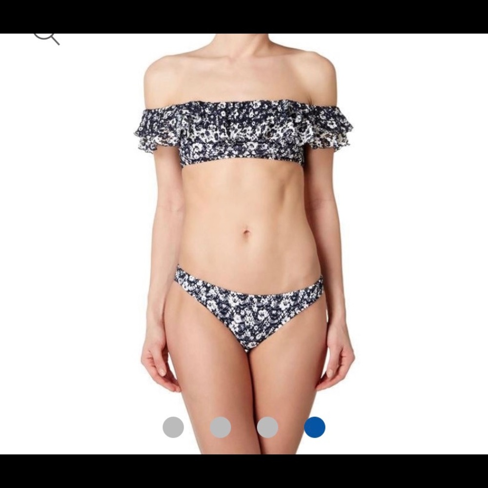 Lacey floral ruffle off shoulder bikini